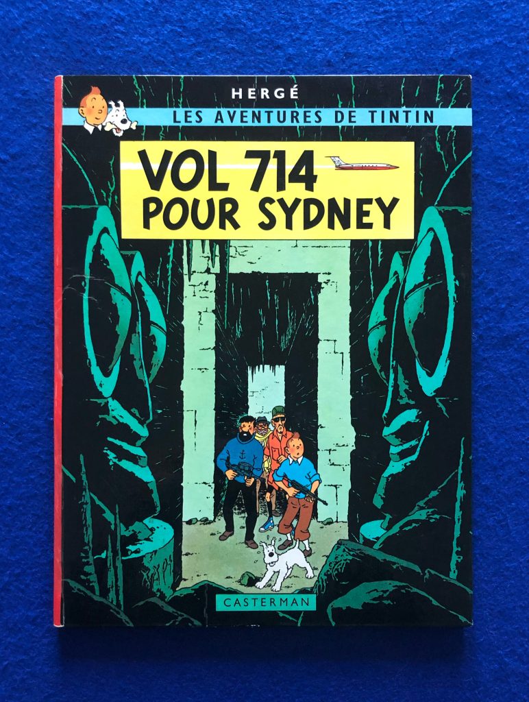 Edition Original, 2ème tirage du Vol 714 pour Sydney de 1968, 4e plat B37, Dos carré rouge imprimé, page de garde bleu ciel, Imprimé en Belgique par Casterman, S. A., Tournai, n° 1968/0053/124.