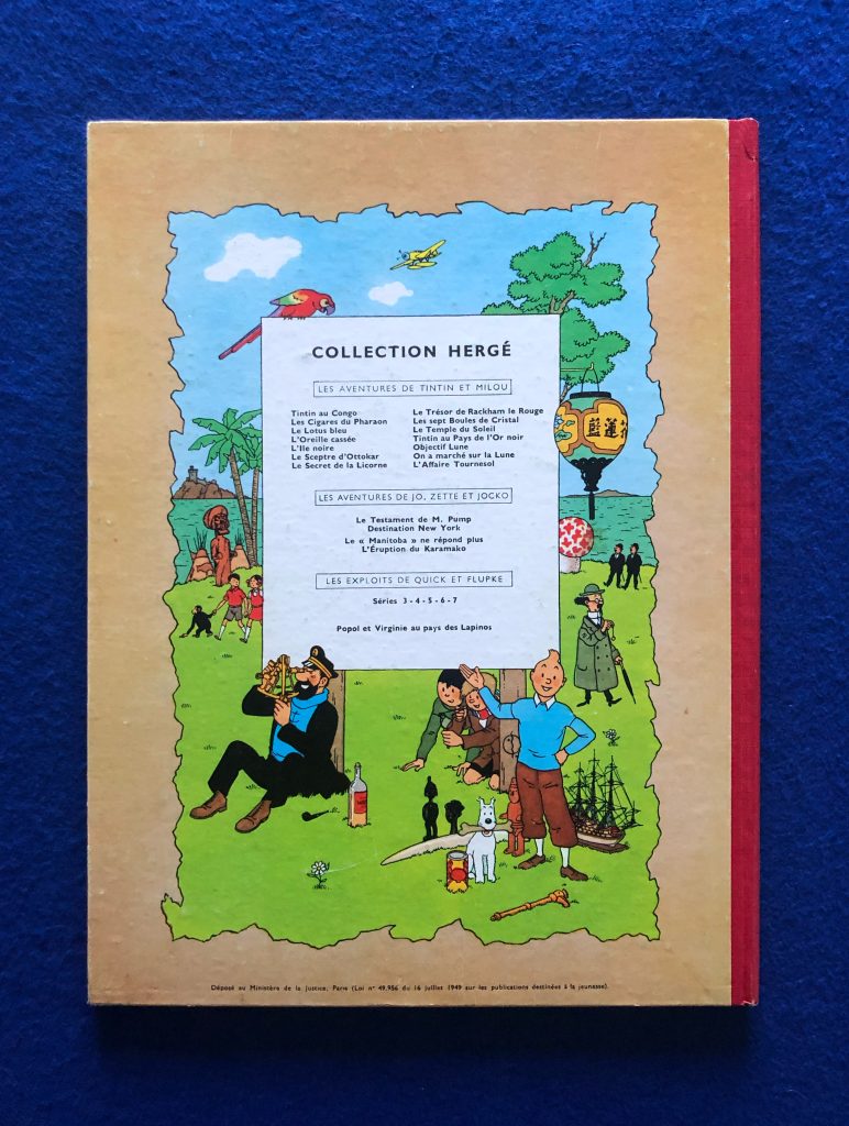 Réédition du Sceptre d’Ottokar de 1956, 4e plat B20, Dos rouge, page de garde bleu foncé, Imprimé en Belgique.