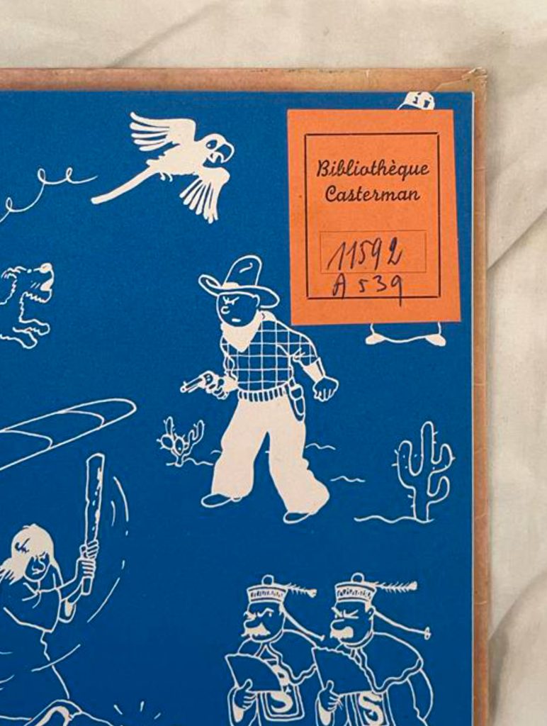 Réédition de l’Etoile Mystérieuse de 1957, 4e plat B21, page de garde bleu foncé, Archive Casterman n° A539, référencée au BDM, Imprimé en Belgique.